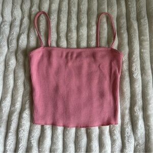 Womens XS Ardene Pink Ribbed Cropped Camisole Tank Top